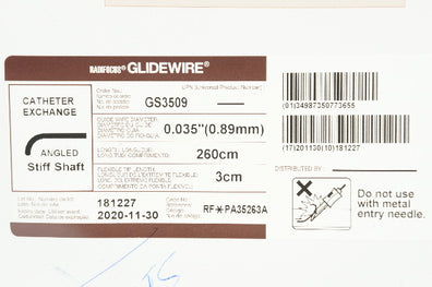 Terumo GS3509 Radifocus Glidewire Cath. Exchange 3cm x 260cm (x) - Box of 5